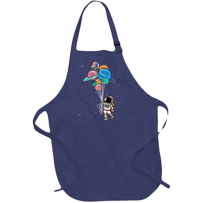 Astronaut Holding Planet Balloons Full-Length Apron With Pocket