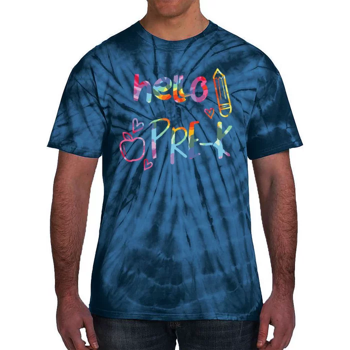 Apple Hello PreK Prek Pre K First Day Of School Teacher Tie-Dye T-Shirt