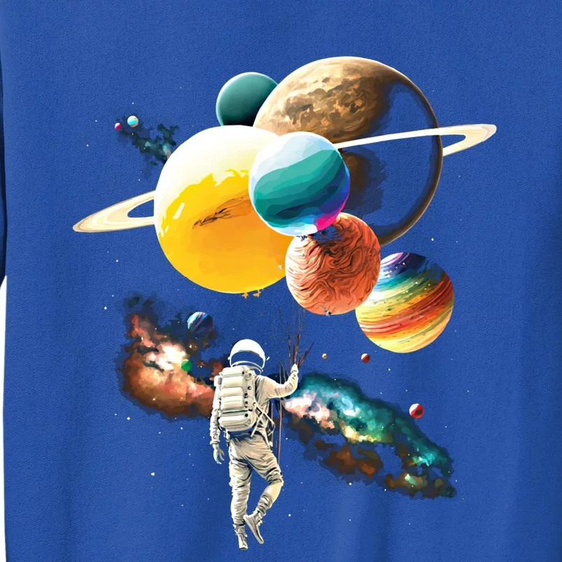 Astronaut Holding Planet Balloons: Funny Graphic Gift Tall Sweatshirt