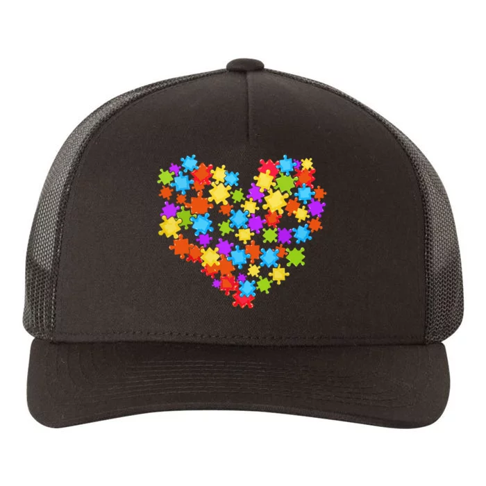 Autism Heart Puzzle Piece Autism Awareness Women Girl Yupoong Adult 5-Panel Trucker Hat