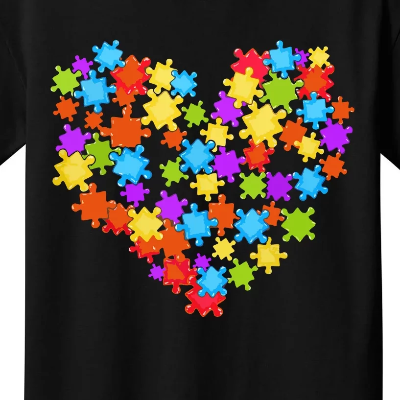 Autism Heart Puzzle Piece Autism Awareness Women Girl Kids T-Shirt