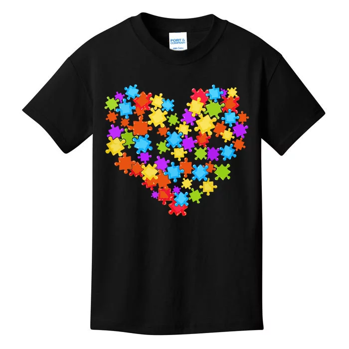 Autism Heart Puzzle Piece Autism Awareness Women Girl Kids T-Shirt