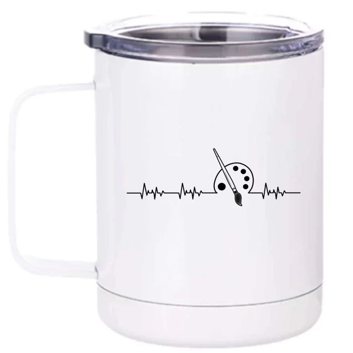 Art Heartbeat Paintbrush Palette Crafts Funny Gift Front & Back 12oz Stainless Steel Tumbler Cup