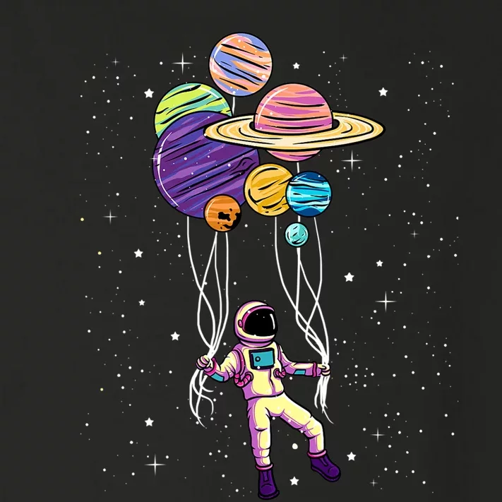 Astronaut Holding Planet Balloons STEM Kids Toddler Long Sleeve Shirt