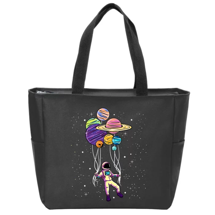 Astronaut Holding Planet Balloons STEM Kids Zip Tote Bag