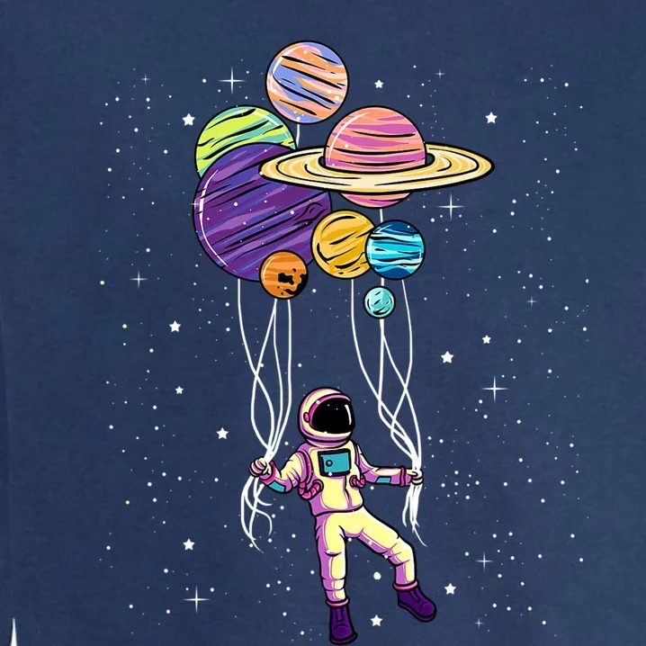 Astronaut Holding Planet Balloons STEM Kids Garment-Dyed Sweatshirt