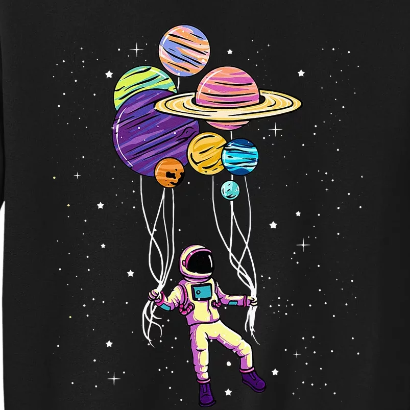 Astronaut Holding Planet Balloons Tall Sweatshirt