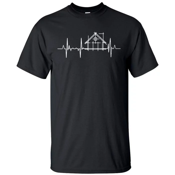 Architect Heartbeat Pulse Line Architecture Tall T-Shirt