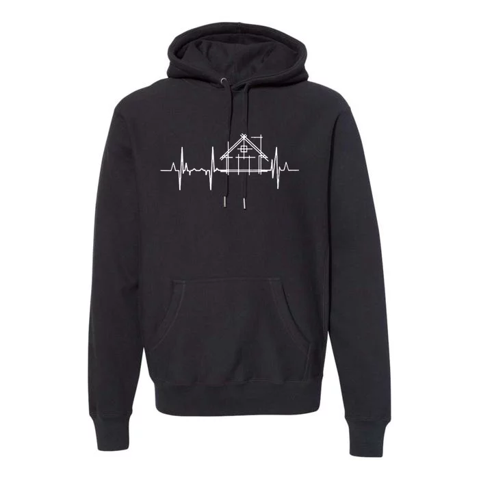 Architect Heartbeat Pulse Line Architecture Premium Hoodie