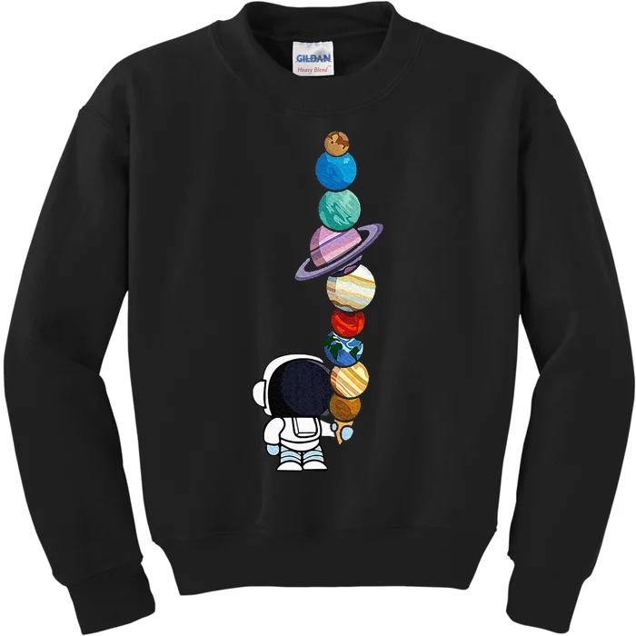 Astronaut Holding Planet Icecream Kids Sweatshirt