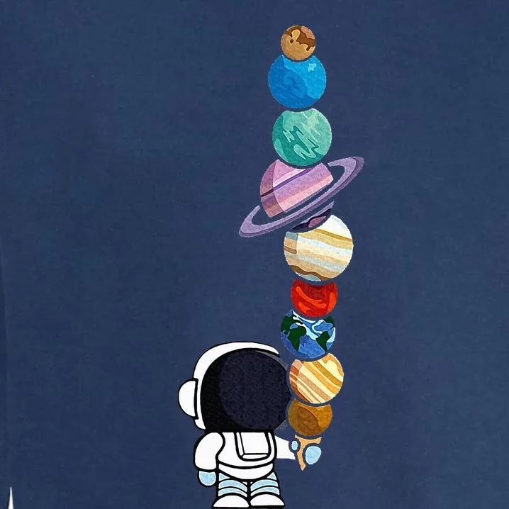 Astronaut Holding Planet Icecream Garment-Dyed Sweatshirt