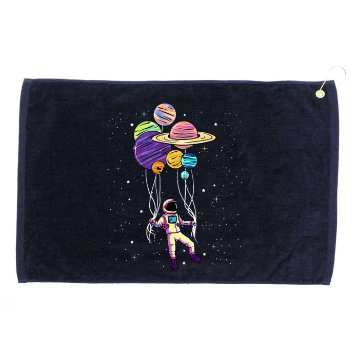 Astronaut Holding Planet Balloons STEM Grommeted Golf Towel