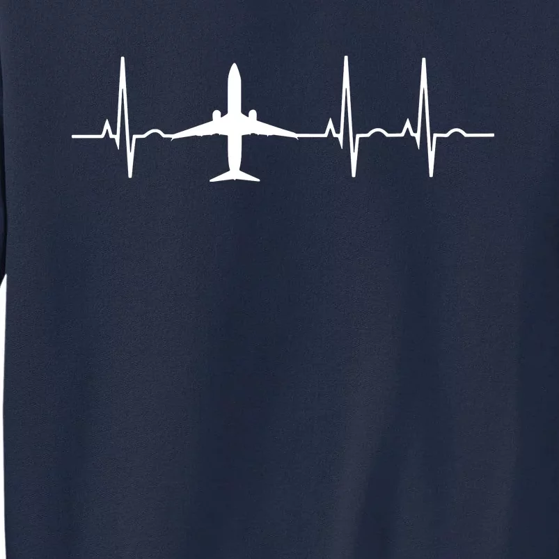 Airplane Heartbeat Pilot Flying Cool Aviator Tall Sweatshirt