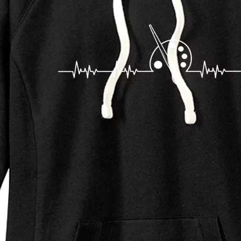 Art Heartbeat Paintbrush Palette Crafts Great Gift Women's Fleece Hoodie