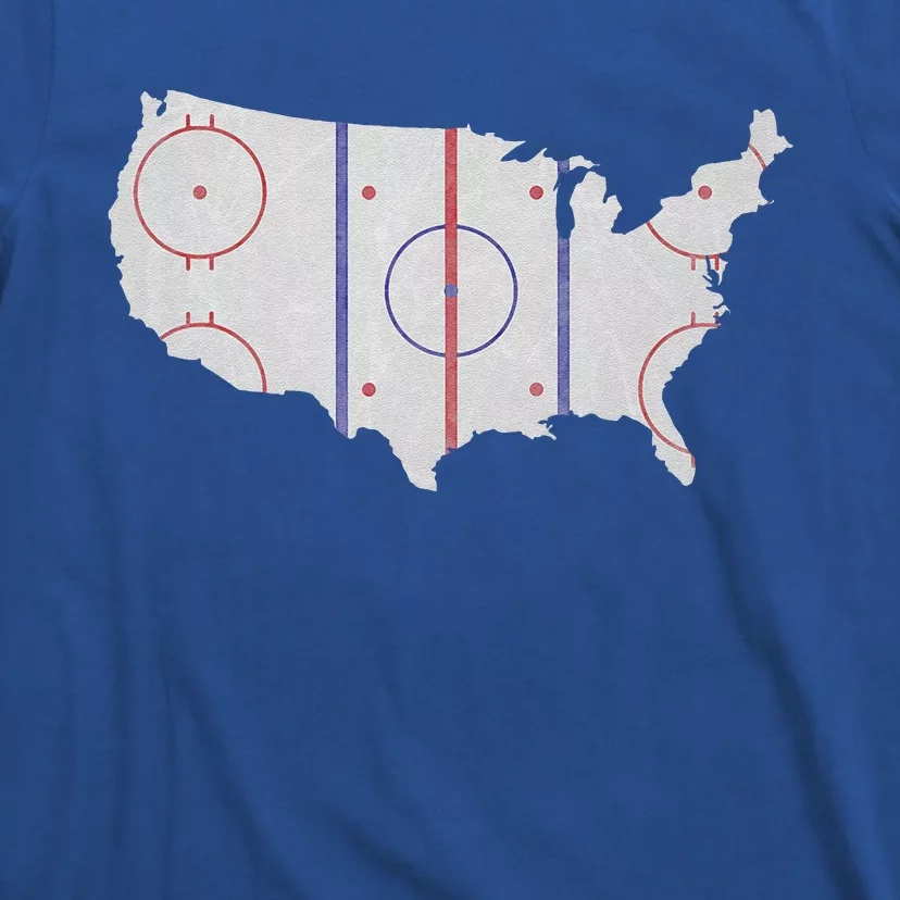 American Hockey Pride USA Map Hockey Player T-Shirt