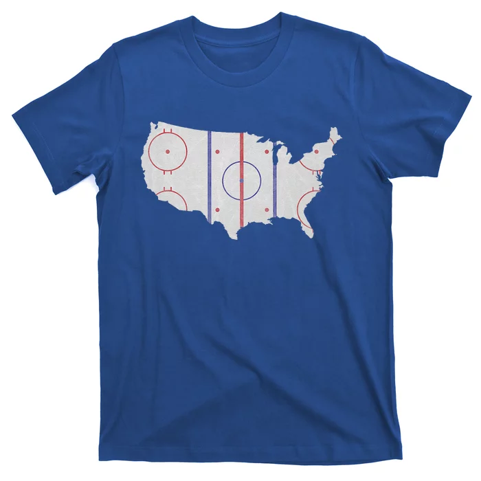 American Hockey Pride USA Map Hockey Player T-Shirt