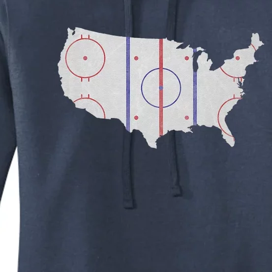 American Hockey Pride USA Map Hockey Player Women's Pullover Hoodie