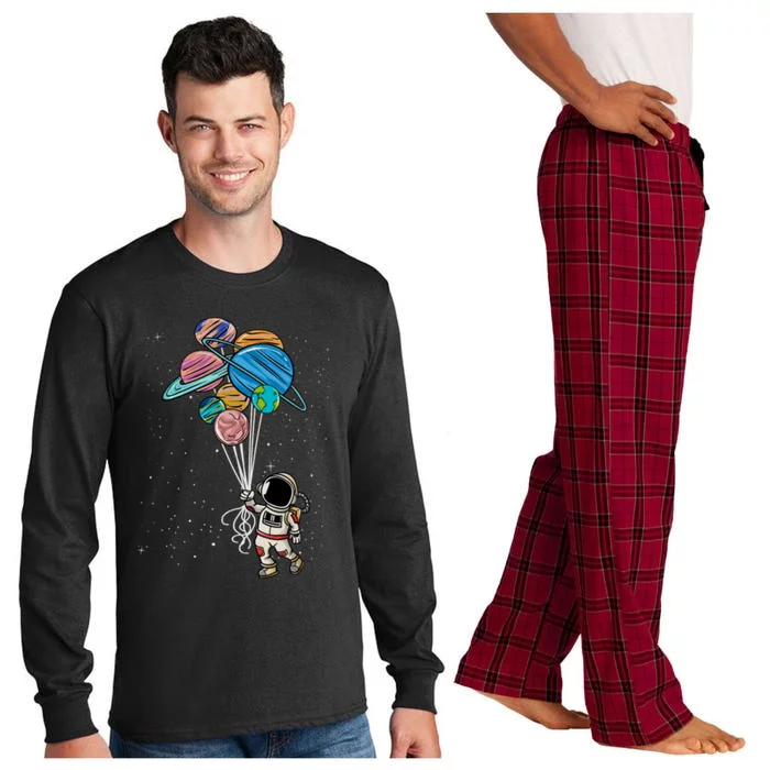 Astronaut Holding Planet Balloons Astronaut Space Spaceman Moon Mars Long Sleeve Pajama Set