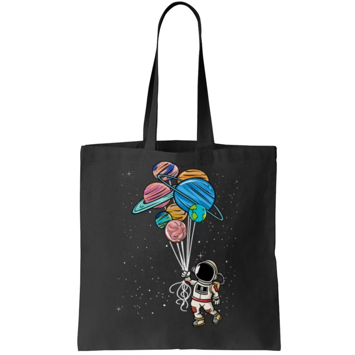 Astronaut Holding Planet Balloons Astronaut Space Spaceman Moon Mars Tote Bag