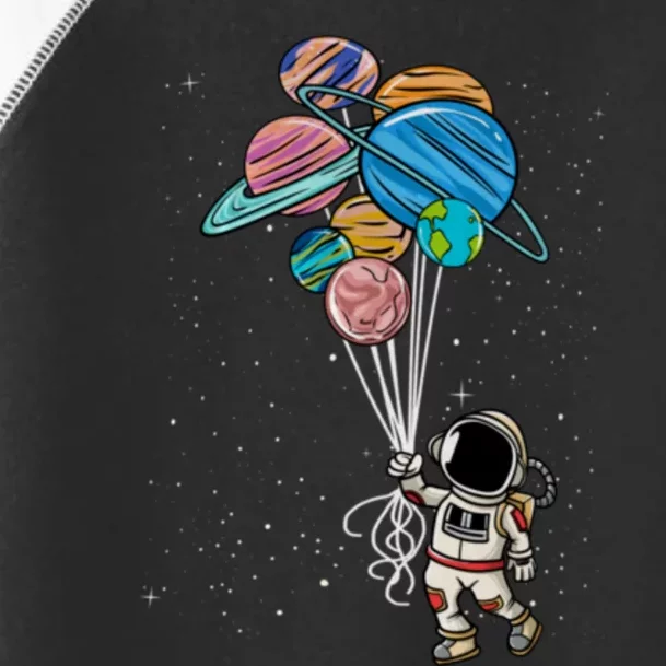 Astronaut Holding Planet Balloons Astronaut Space Spaceman Moon Mars Toddler Fine Jersey T-Shirt