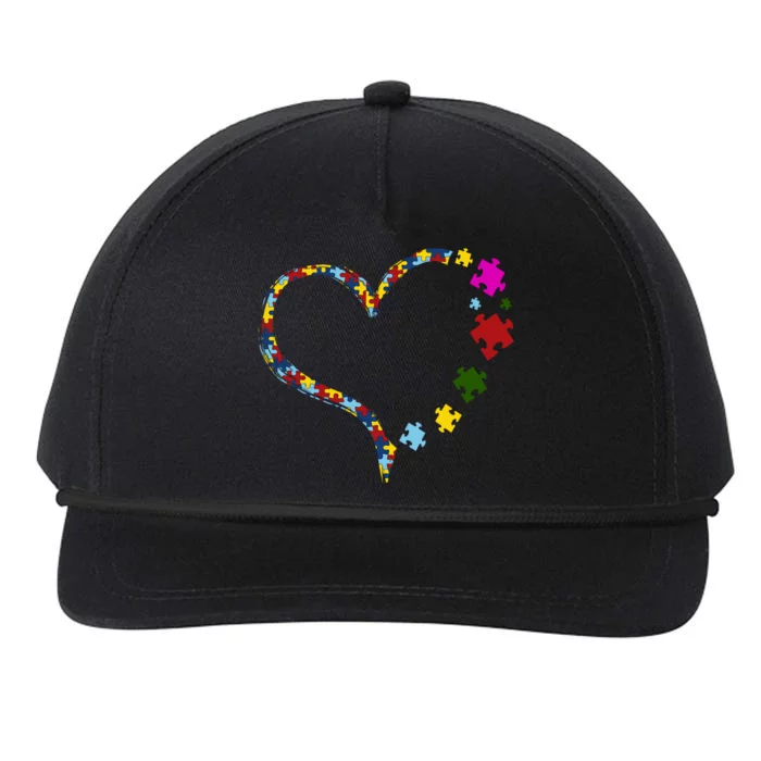 Autism Heart Puzzle Piece Snapback Five-Panel Rope Hat