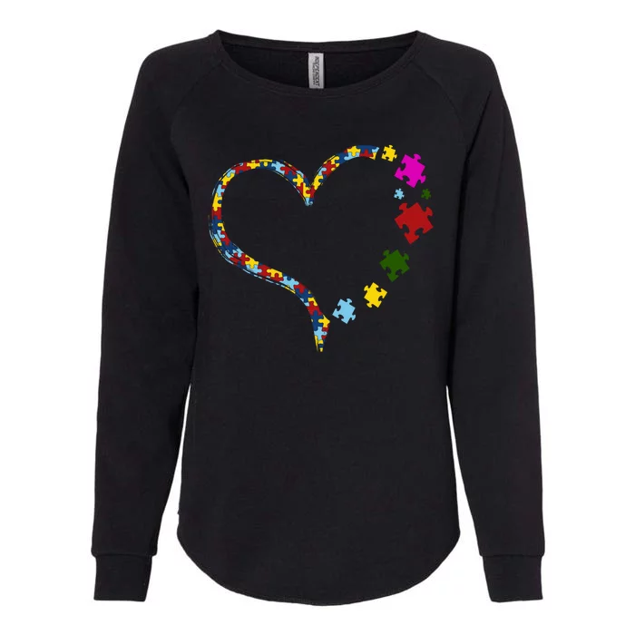 Autism Heart Puzzle Piece Womens California Wash Sweatshirt