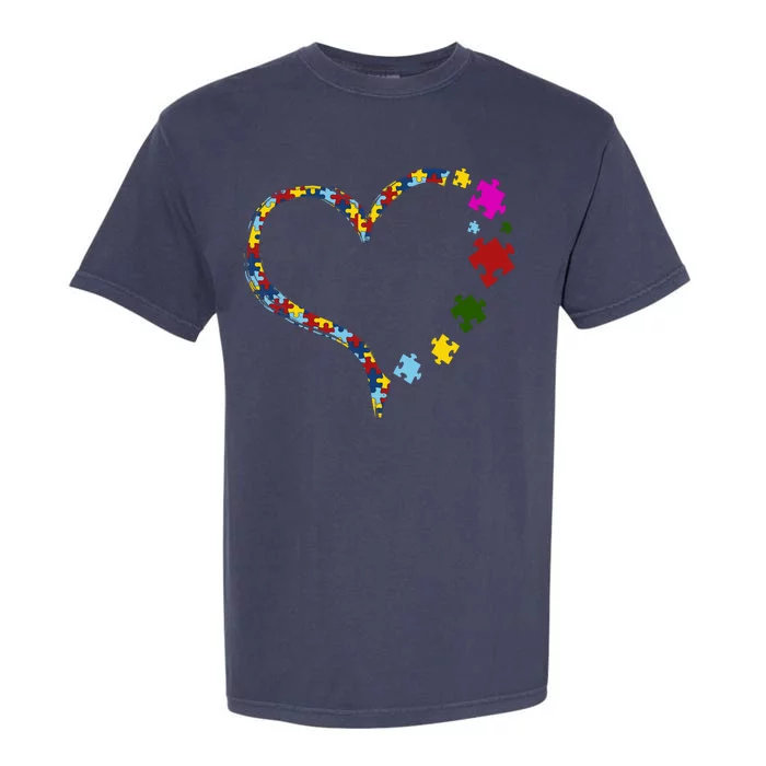 Autism Heart Puzzle Piece Garment-Dyed Heavyweight T-Shirt