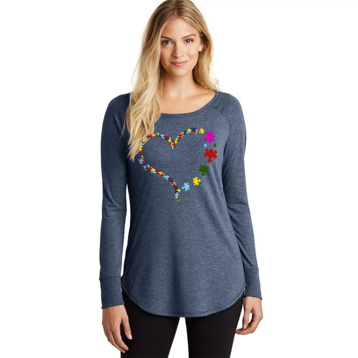 Autism Heart Puzzle Piece Women's Perfect Tri Tunic Long Sleeve Shirt