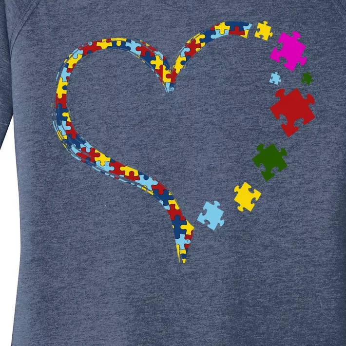 Autism Heart Puzzle Piece Women's Perfect Tri Tunic Long Sleeve Shirt