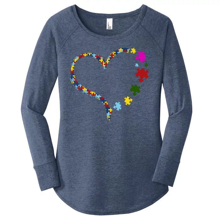 Autism Heart Puzzle Piece Women's Perfect Tri Tunic Long Sleeve Shirt