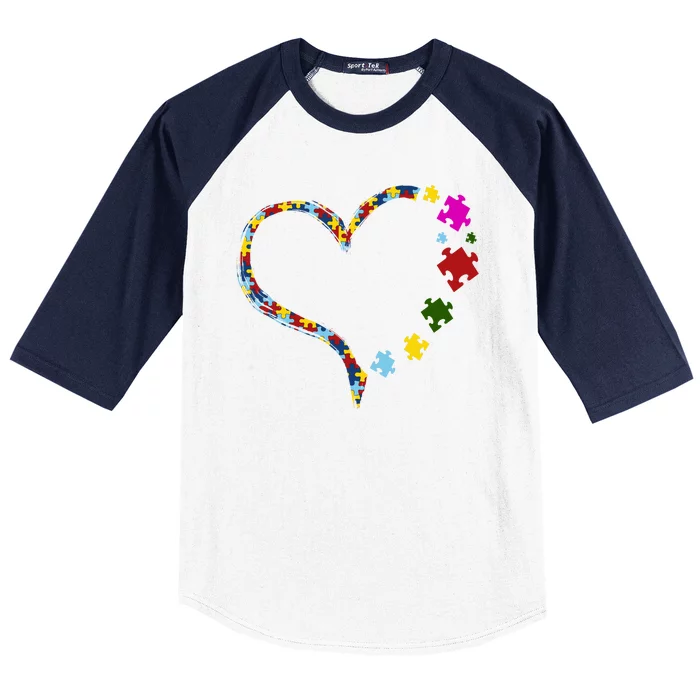 Autism Heart Puzzle Piece Baseball Sleeve Shirt