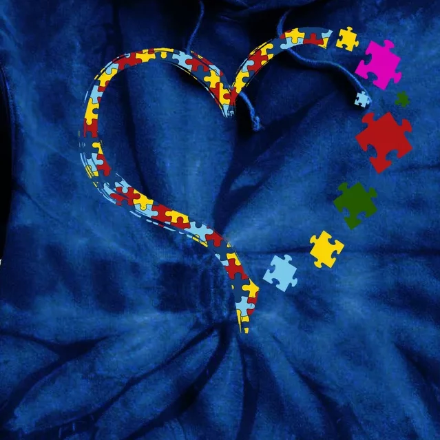 Autism Heart Puzzle Piece Tie Dye Hoodie