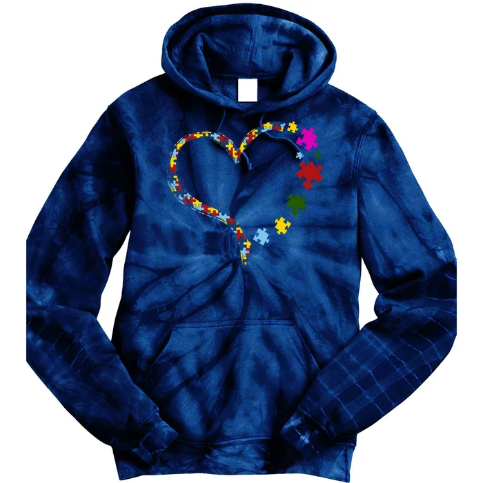 Autism Heart Puzzle Piece Tie Dye Hoodie