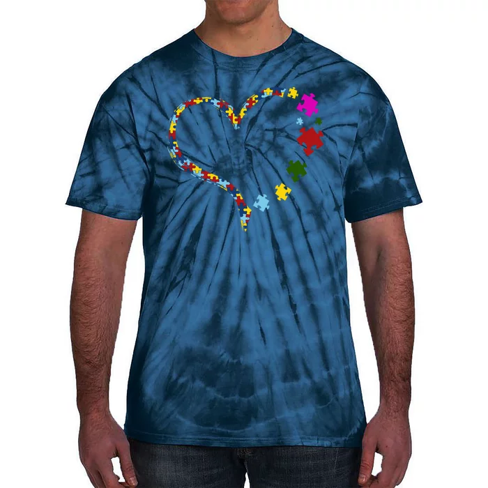 Autism Heart Puzzle Piece Tie-Dye T-Shirt