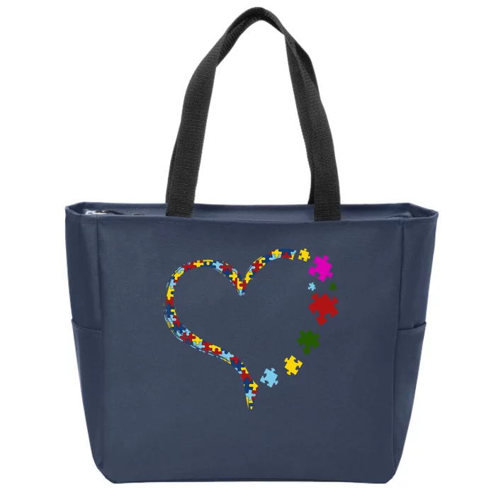 Autism Heart Puzzle Piece Zip Tote Bag