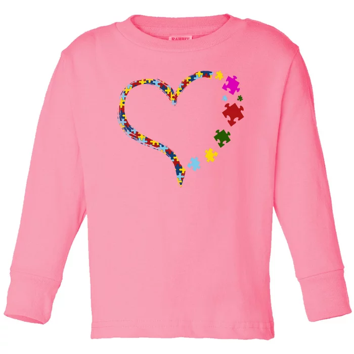 Autism Heart Puzzle Piece Toddler Long Sleeve Shirt