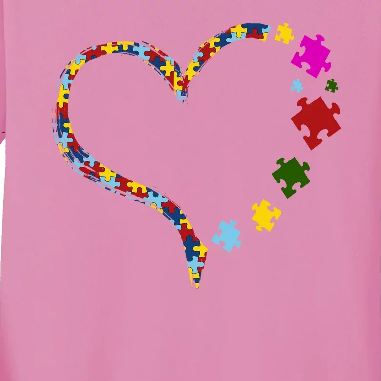 Autism Heart Puzzle Piece Kids Long Sleeve Shirt