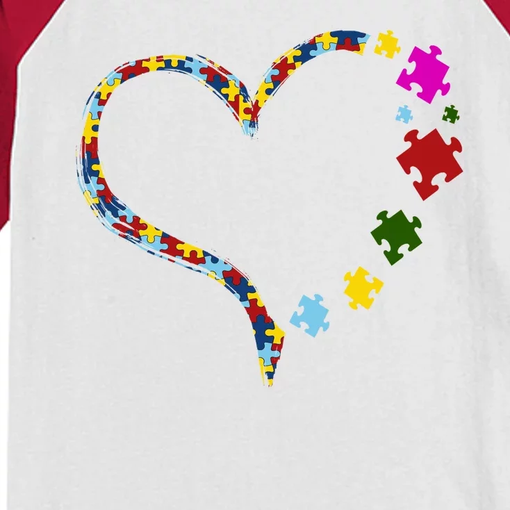 Autism Heart Puzzle Piece Kids Colorblock Raglan Jersey