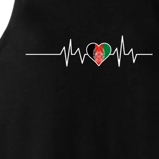 Afghanistan Heart Pulse Flag Ladies Tri-Blend Wicking Tank