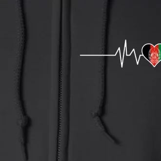 Afghanistan Heart Pulse Flag Full Zip Hoodie