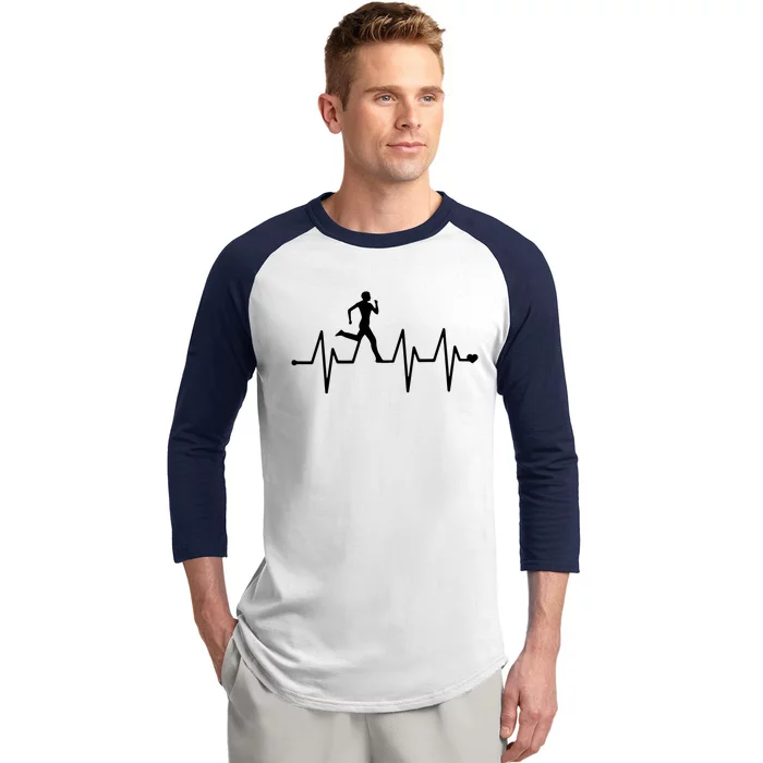 Athletics Heartbeat Pulse Funny Running Baseball Sleeve Shirt