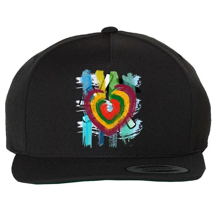 Abstract Heart Painterly Valentine Abstract Art Wool Snapback Cap