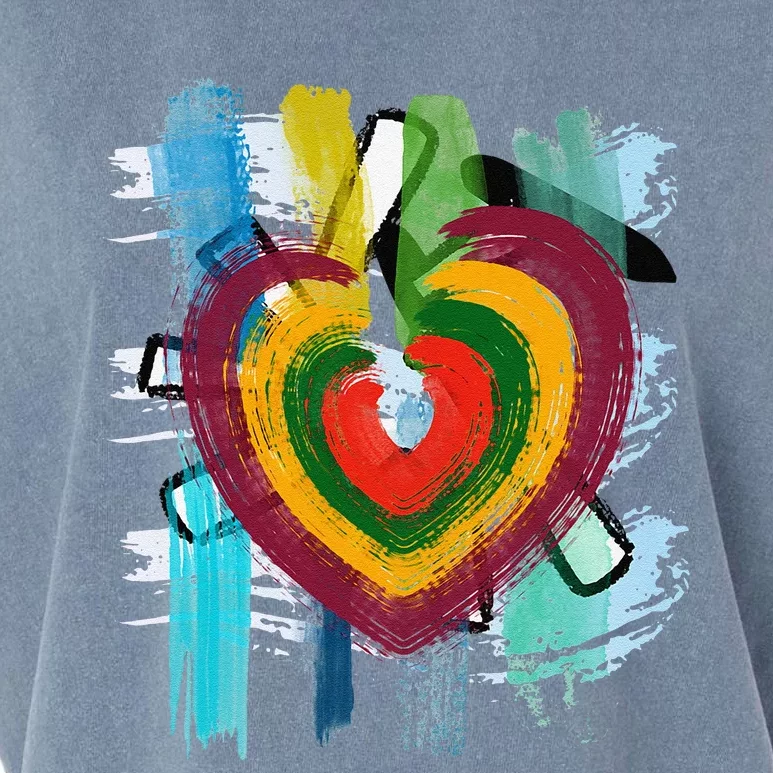 Abstract Heart Painterly Valentine Abstract Art Garment-Dyed Women's Muscle Tee