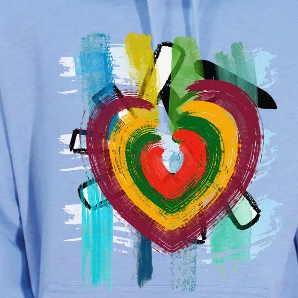 Abstract Heart Painterly Valentine Abstract Art Unisex Surf Hoodie