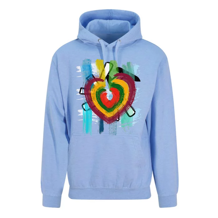 Abstract Heart Painterly Valentine Abstract Art Unisex Surf Hoodie