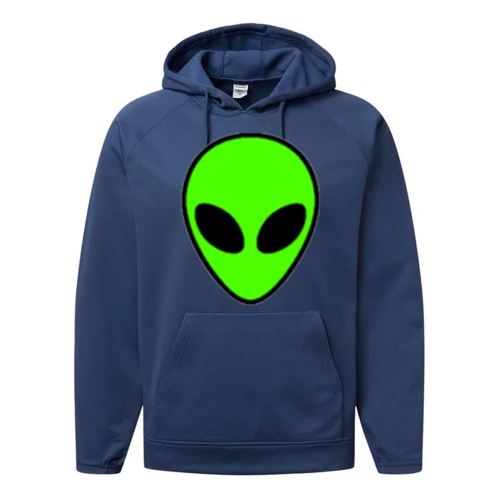 Alien Head Pocket Patch Area 51 Cool Gift Performance Fleece Hoodie