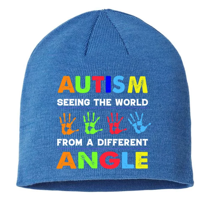 Autism Hand Prints Seeing The World From A Different Angle 8 1/2in Sustainable Knit Beanie