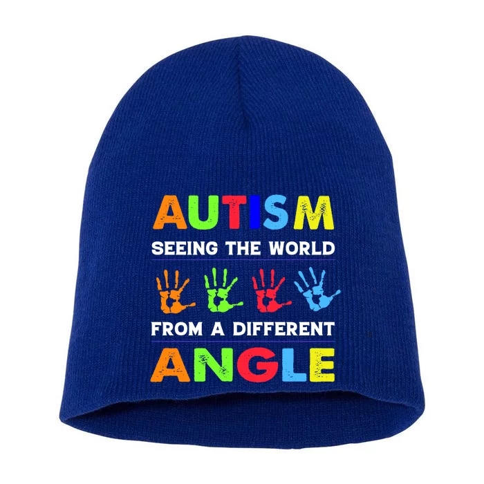 Autism Hand Prints Seeing The World From A Different Angle Short Acrylic Beanie