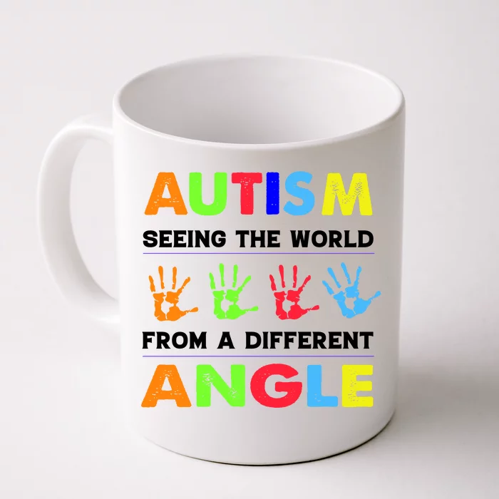 Autism Hand Prints Seeing The World From A Different Angle Front & Back Coffee Mug