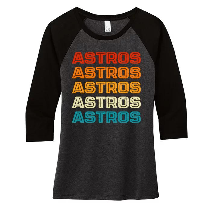 Astros Houston Retro Colorful Women's Tri-Blend 3/4-Sleeve Raglan Shirt